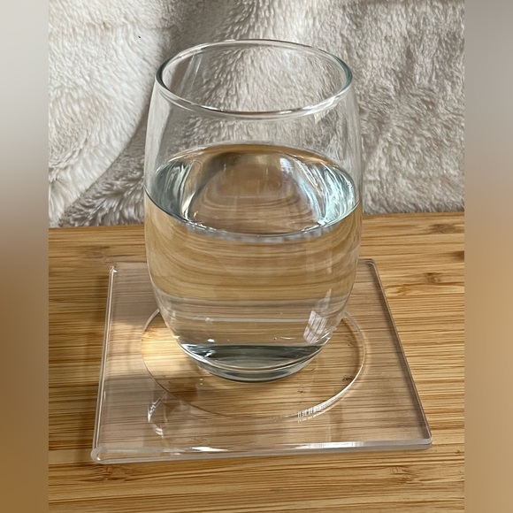 VTG Hollywood Regency MCM Set of 4 Clear Acrylic Lucite Cup Coasters Bar Kitchen - Picture 11 of 13